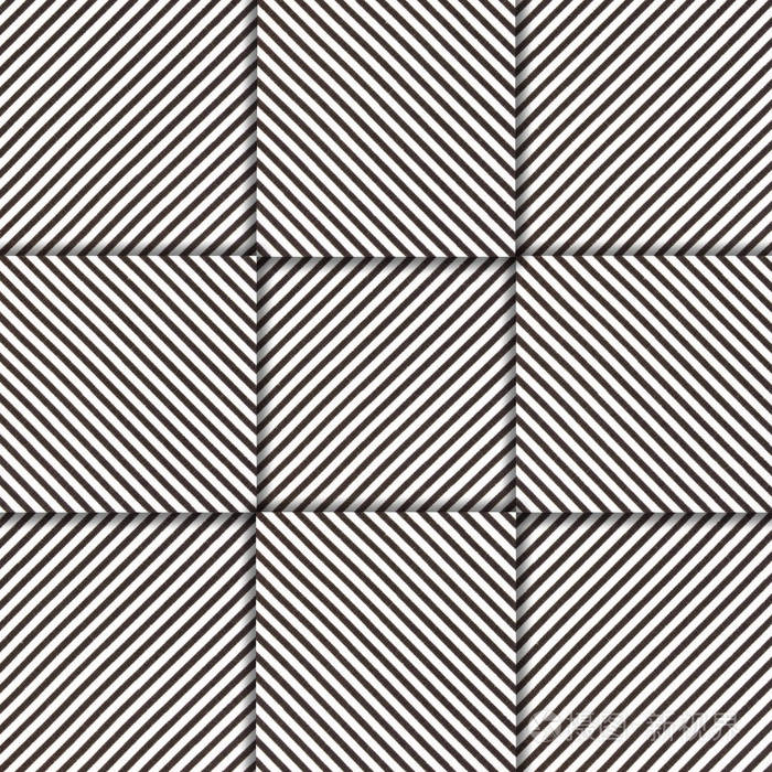 黑白9格对角线形成更大的正方形三维外观基于织物设计白色背景黑线