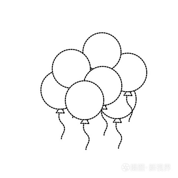 虚线形状气球派对庆典装饰设计插图插画-正版商用图片18t6ls-摄图新