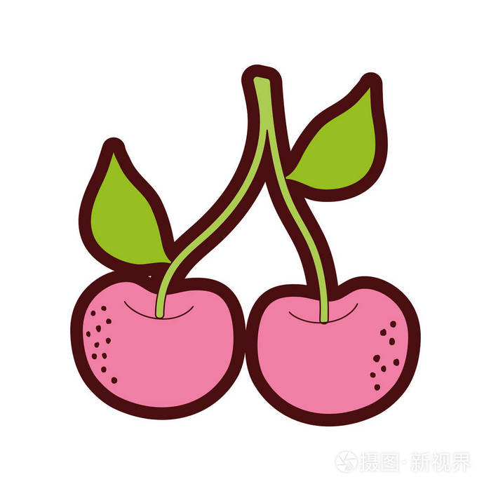 线色，美味的樱桃，新鲜的有机水果矢量插图