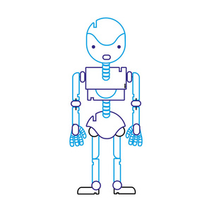 彩色线机器人，技术车身设计，矢量插图