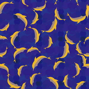 彩色海豚无缝图案插图