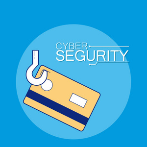 信用卡挂钩安全系统矢量图平面设计