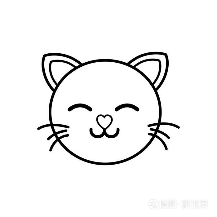 猫头可爱动物矢量插图