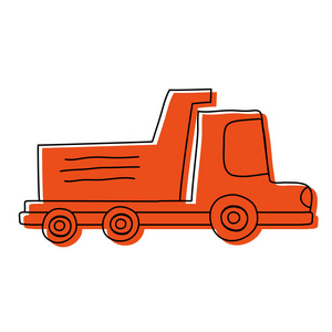 彩色自卸卡车工业和控制车辆矢量图