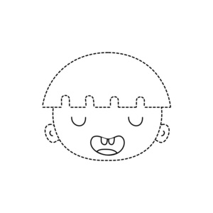 虚线形状有趣的化身男孩脸发型矢量插图照片