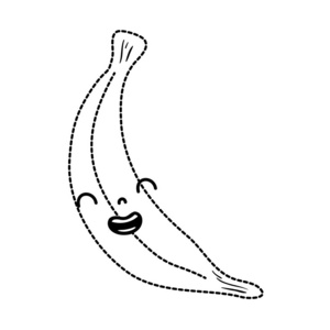圆点形状可爱香蕉卡瓦伊微笑水果矢量图