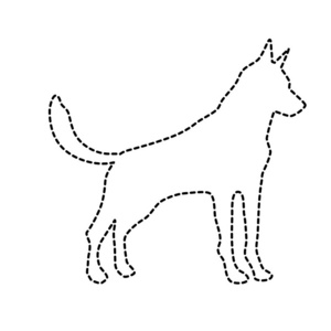 虚线形状狗动物中国生肖卡通矢量插图