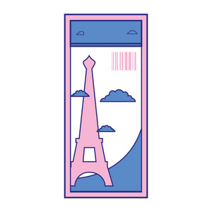 全彩色埃菲尔铁塔巴黎门票度假矢量插图