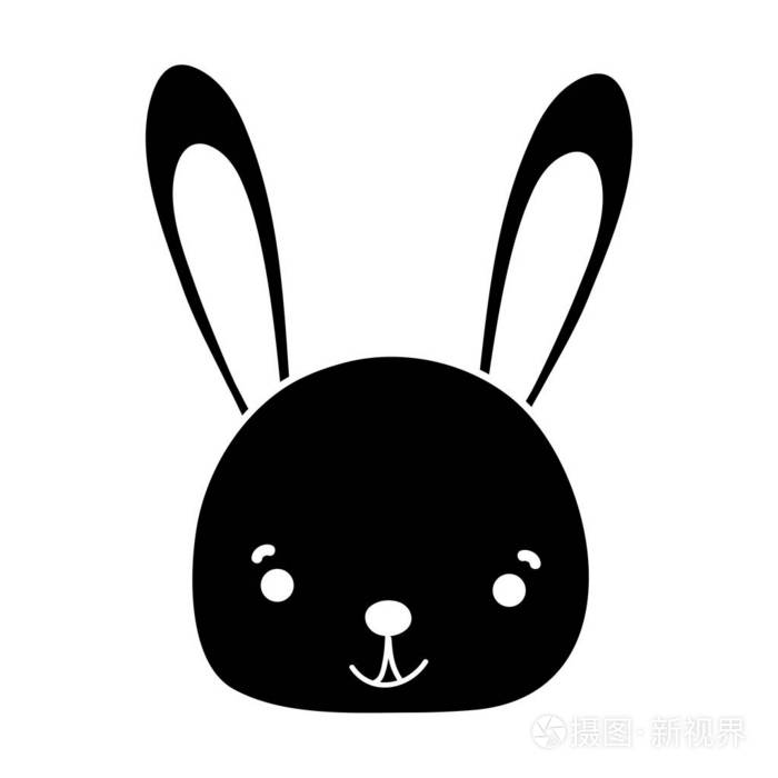 剪影微笑兔头野生动物插图