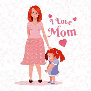 卡通风格中的彩色矢量插画快乐母亲节卡通图示矢量图平面设计熊妈妈和