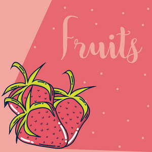 草莓果实彩色背景矢量图平面设计