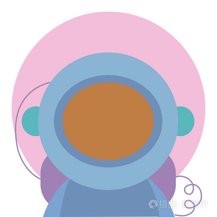 非洲宇航员阿凡达卡通矢量插图平面设计