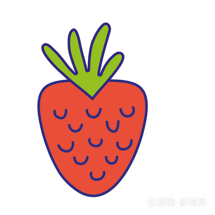 线色，美味草莓果，健康营养矢量插图