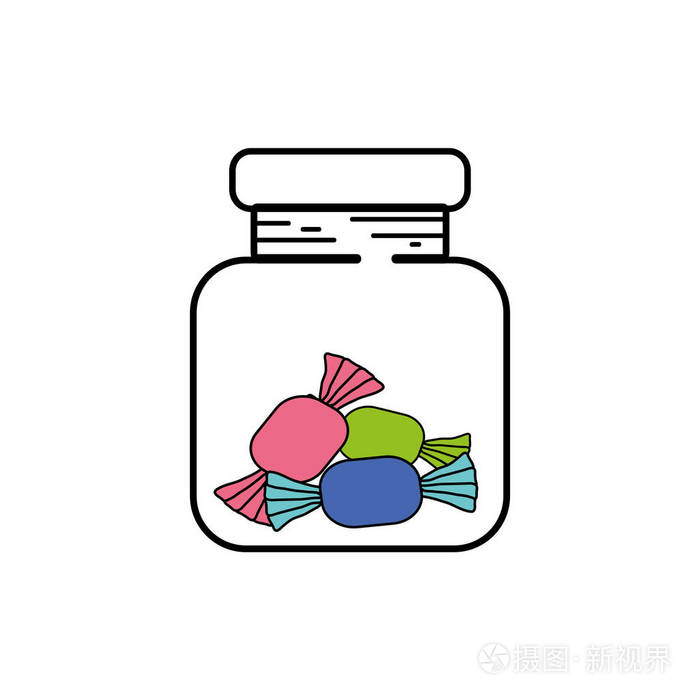 糖果甜甜甜点内水晶罐矢量插图插画-正版商用图片18tdsu-摄图新视界