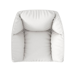 单白面料现代扶手椅孤立于白色背景，顶部视图，计划，以上，当代家具概念理念，模型模板