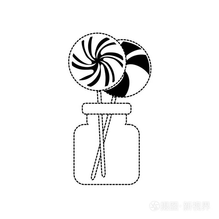 点缀形状糖果甜甜甜点内水晶罐矢量插图插画-正版商用图片18tem9-摄图