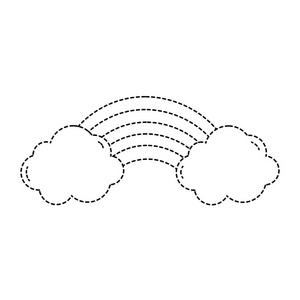 天空中点缀的形状明亮的彩虹与云设计矢量插图