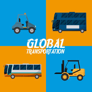 全球运输概念方形框架矢量图平面设计