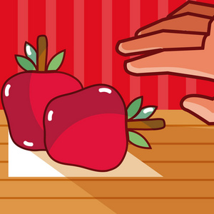 苹果美食卡通概念矢量插图平面设计