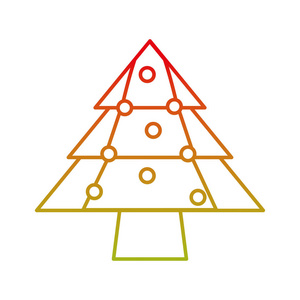 用灯光装饰的松树矢量插图