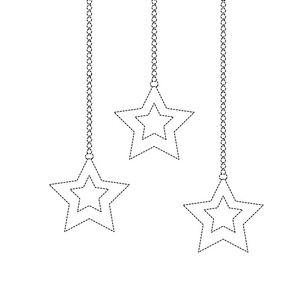 点缀形状的星星挂在Mery圣诞装饰矢量插图上