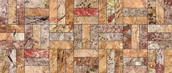 碎片的地板与瓷砖的图案形式的石头纹理.照片