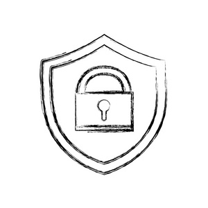 图形屏蔽保护挂锁符号安全矢量插图