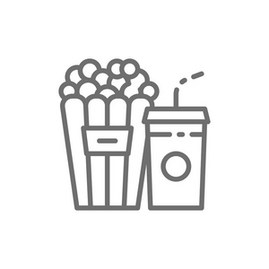 爆米花小吃和饮料, 电影院食品线图标
