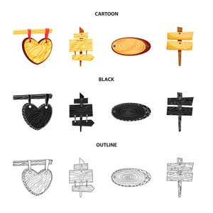 原始和森林标志的向量例证。一套生料和硬木矢量图标的股票