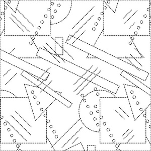 虚线形状几何抽象图形孟菲斯风格背景矢量插图