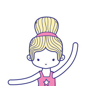 彩色女孩练习芭蕾发髻设计矢量插图