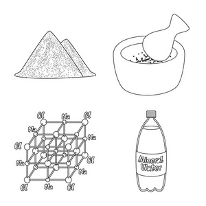 钠和矿物符号的矢量设计。钠和厨房库存的汇集向量例证