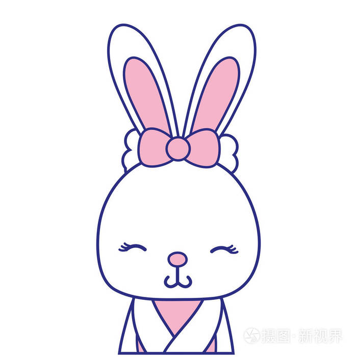 全彩色可爱害羞的兔子雌性野生动物矢量插图