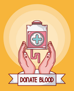 捐献血袋手矢量插图平面设计图片