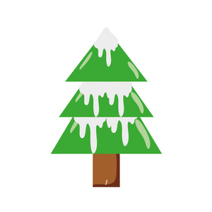五颜六色的天然松树，雪设计矢量插图