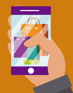 个 使用智能手机购买在线概念卡通矢量图平面设计 相似素材图片