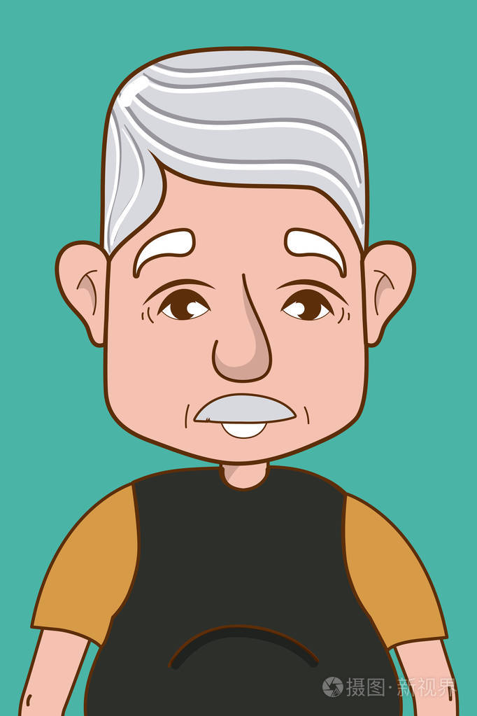 可爱和温柔的祖父卡通矢量图平面设计