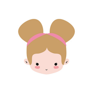 女孩头两个包子头发设计矢量插图照片