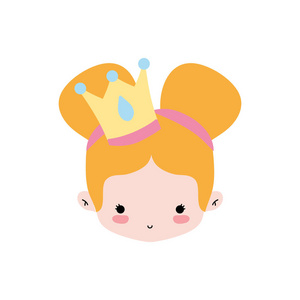 女孩头戴皇冠,两个圆面包,头发矢量插图照片