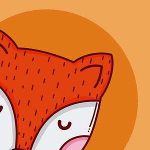 可爱的狐狸卡通头矢量插图图形