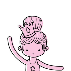 彩色女孩用发髻皇冠矢量插图练习芭蕾
