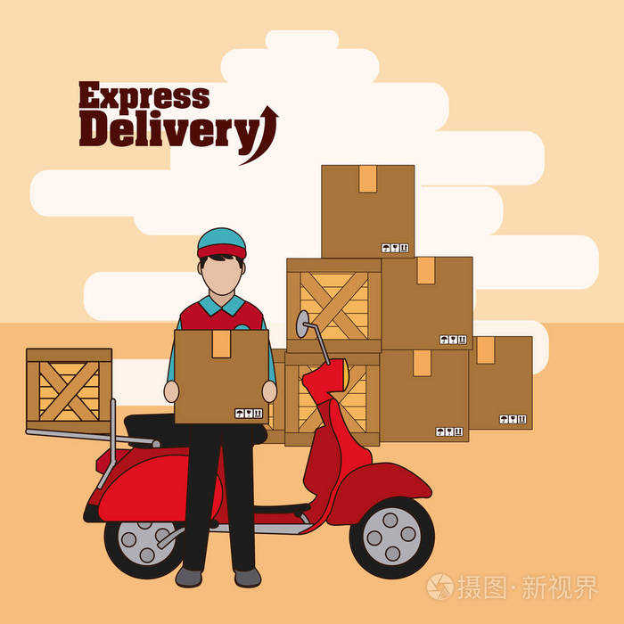 仓库矢量图平面设计中的快递箱插画-正版商用图片18tp14-摄图新视界