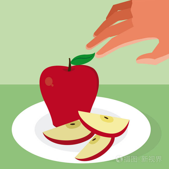 手抓苹果矢量插图图形设计