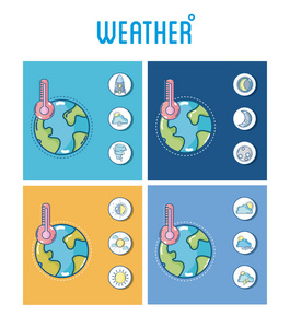 一组天气方格框架收集矢量插图图形设计