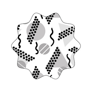 灰度星，孟菲斯几何图形，背景矢量插图