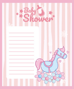 婴儿淋浴空白便签卡，可爱的动物卡通矢量插图设计