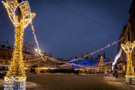 华沙老城广场圣诞场景图片