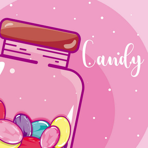 玻璃瓶中的糖果卡通矢量插图平面设计照片