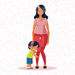 快乐母亲节卡通图示矢量图平面设计