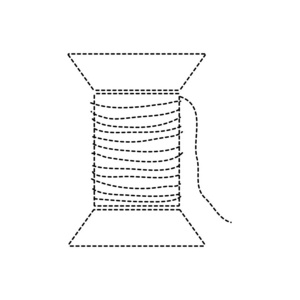 虚线螺纹缝纫工艺时尚工具矢量插图